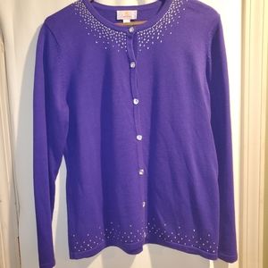 Quaker Factory Woman's Purple Cotton Cardigan XS